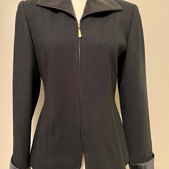 Laura Madrigal Jackets & Blazers - Classic wool blend black jacket with satin cuffs and collar